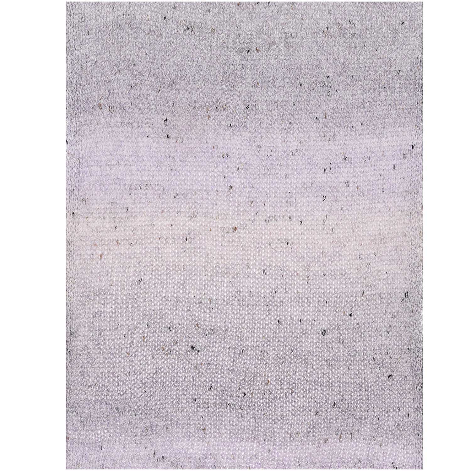 A knitted sample of Rico Fashion Cotton Light & Long Tweed, demonstrating the subtle ombré color flow combined with a speckled, heathered effect that adds depth and character to the stitches in lilac colours, transitioning from hues of light purple