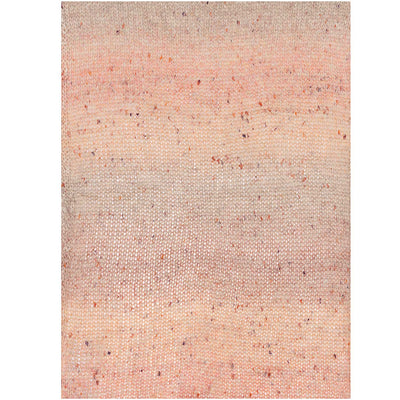 A knitted sample of Rico Fashion Cotton Light & Long Tweed, demonstrating the subtle ombré color flow combined with a speckled, heathered effect that adds depth and character to the stitches from hues of peach to light brown colour