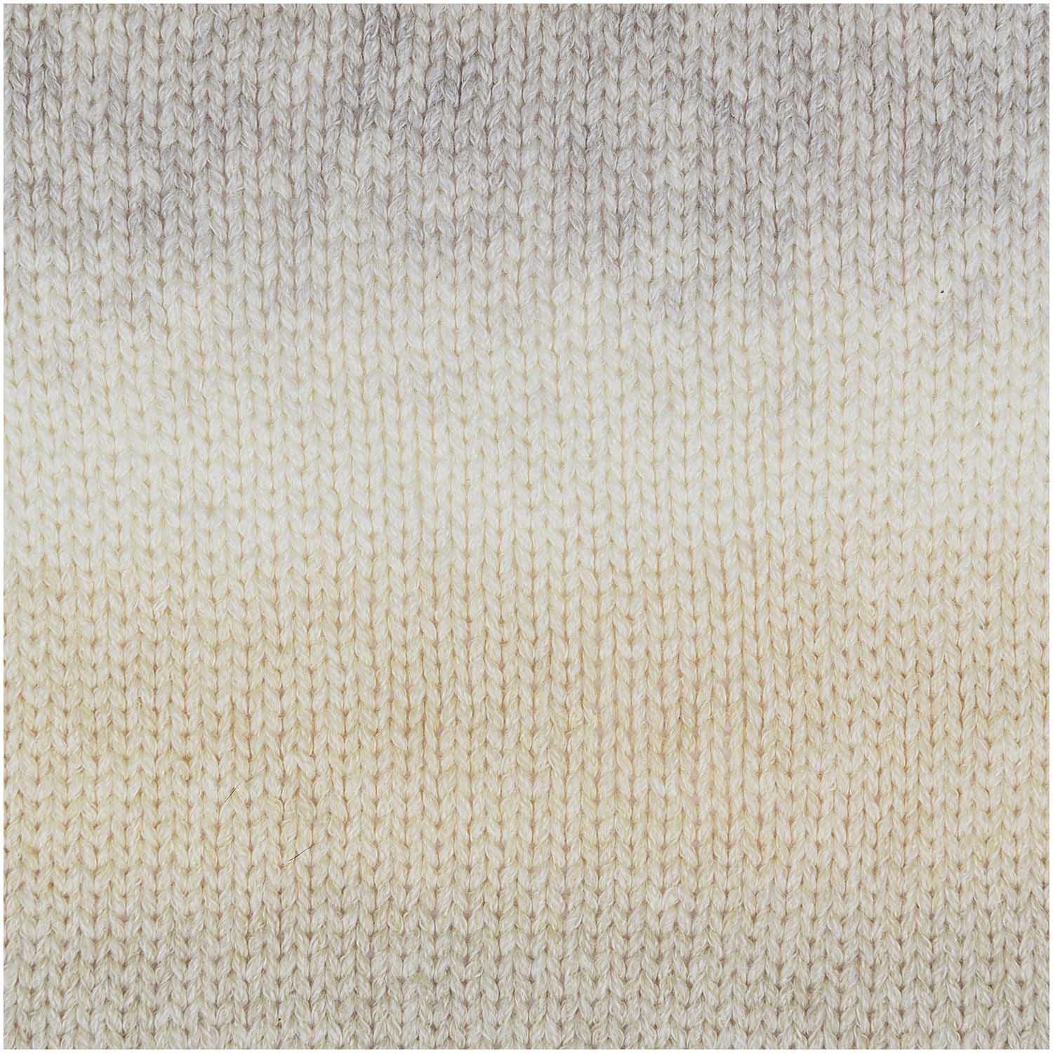 A flat-lay of knitted Rico Light & Long shades, featuring cream to light grey