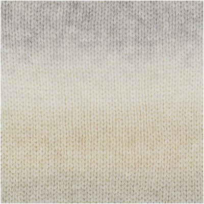 A flat-lay of knitted Rico Light & Long shades, featuring cream to light grey
