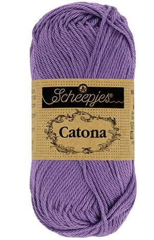 A ball of Scheepjes Catona 50g cotton; a breathable, machine-washable natural fiber yarn perfect for summer tops, baby blankets, and colorful mandalas