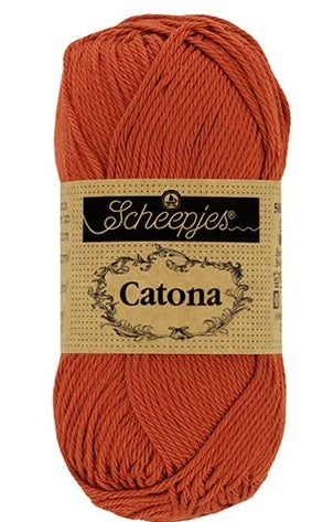 Scheepjes Catona 50g mercerized cotton yarn in Rust Colour / 388; the industry-standard 100% cotton for amigurumi and crochet toys