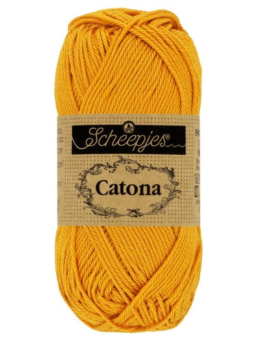 Close-up of Scheepjes Catona 50g yarn showing the smooth, silk-like mercerized finish and crisp stitch definition for detailed crochet and knitting