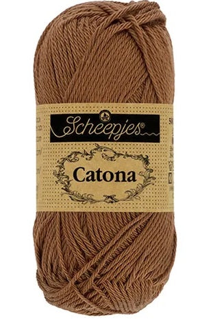 Scheepjes Catona 50g yarn in Root Beer Color; a premium 100% mercerized cotton yarn with a subtle sheen, perfect for amigurumi and detailed crochet
