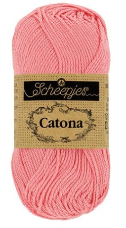 A ball of Scheepjes Catona 50g mercerized cotton; a machine-washable and breathable natural fiber yarn for baby clothes, blankets, and summer accessories.