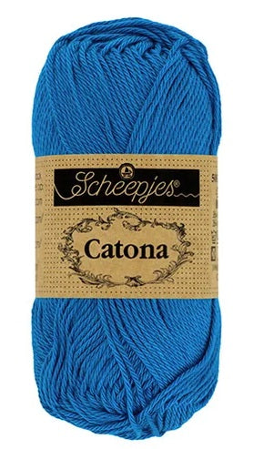 A ball of Scheepjes Catona 50g mercerized cotton; a machine-washable and breathable natural fiber yarn for baby clothes, blankets, and summer accessories