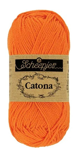 Close-up of Scheepjes Catona 50g cotton showing the smooth, fuzz-free texture and vibrant [Insert Color] tone for high-definition stitch work
