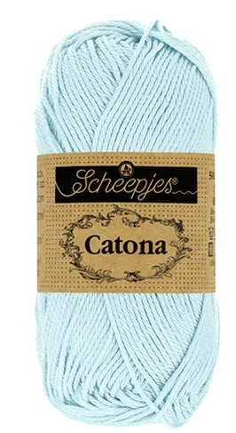 A ball of Scheepjes Catona 50g mercerized cotton; a machine-washable and breathable natural fiber yarn for baby clothes, blankets, and summer accessories