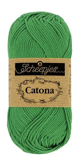 A ball of Scheepjes Catona 50g cotton; a breathable, machine-washable natural fiber yarn perfect for summer tops, baby blankets, and colorful mandalas