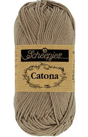 Scheepjes Catona 50g yarn in Linen Color; a premium 100% mercerized cotton yarn with a subtle sheen, perfect for amigurumi and detailed crochet