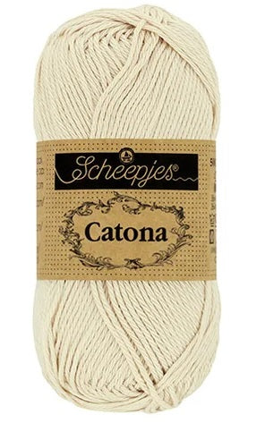 Scheepjes Catona 50g yarn in Linen Color; a premium 100% mercerized cotton yarn with a subtle sheen, perfect for amigurumi and detailed crochet