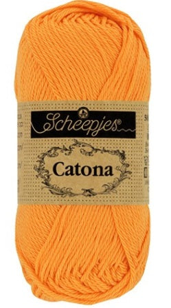A ball of Scheepjes Catona 50g mercerized cotton; a machine-washable and breathable natural fiber yarn for baby clothes, blankets, and summer accessories