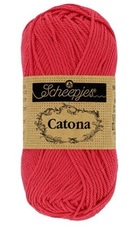 A ball of Scheepjes Catona 50g mercerized cotton yarn; a machine-washable and breathable natural fiber yarn for baby clothes, blankets, and summer accessories