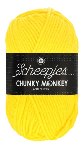 Meet Scheepjes Chunky Monkey. This Aran-weight powerhouse is crafted from premium Anti-Pilling Acrylic, meaning your blankets, cardigans, and hats will look brand new, wash after wash. It’s the perfect "thick and quick" yarn that doesn't compromise on quality in yellow.
