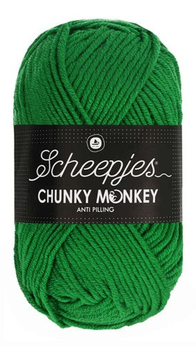 Meet Scheepjes Chunky Monkey. This Aran-weight powerhouse is crafted from premium Anti-Pilling Acrylic, meaning your blankets, cardigans, and hats will look brand new, wash after wash. It’s the perfect "thick and quick" yarn that doesn't compromise on quality in Shamrock colour