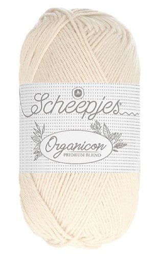 A collection of Scheepjes Organicon colors, showing the naturally inspired and vibrant tones available in this eco-friendly range in cream white colour