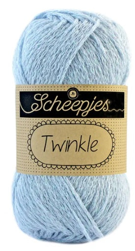 A ball of Scheepjes Twinkle sparkling yarn; the ideal choice for handmade Christmas ornaments, glittery coasters, and elegant evening shawls