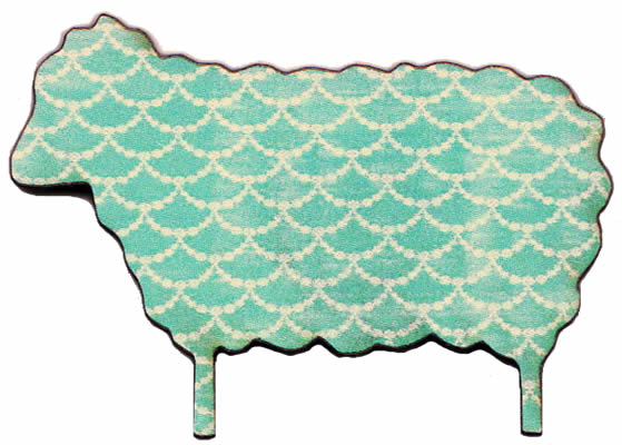 Vintage-style blue sheep needle minder for cross-stitch and embroidery, magnetic needle keeper.