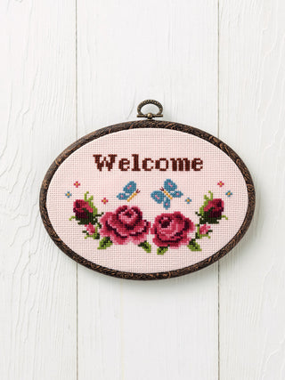 Cosmo: Cross Stitch Kit with Hoop -Welcome (Flora and Fauna design)