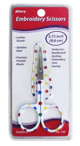 Allary Embroidery Scissors with leather sheath (Assorted Designs)