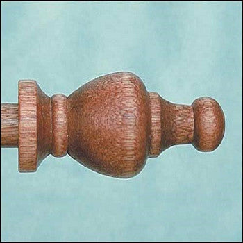 Close-up of the solid birch end-cap, highlighting the professional craftsmanship and the warm, dark wood grain