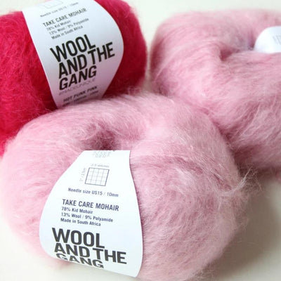 Close-up of Take Care Mohair fibers, highlighting the 'diamond' sheen of the South African Kid Mohair and the plush brushed appearance