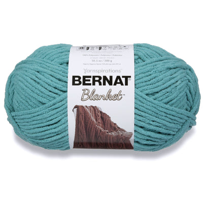 Bernat Blanket 300g super bulky chenille yarn in Light teal Color a 100% polyester soft-touch yarn for quick-knit afghans and crochet blankets."