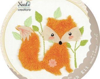 A professional-grade 3D embroidery kit by Needle Creations featuring a stylized fox motif. The high-definition design combines traditional surface embroidery with 3D appliqué felt elements for the fox and surrounding foliage. The overall aesthetic is modern and textured, providing a high-quality mixed-media creative experience.