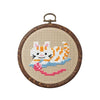 Olympus thread embroidery cross stitch kit with hoop no. 7347 Cat playing with yarn