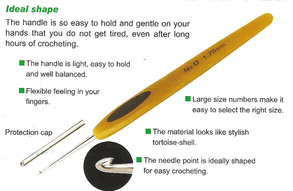 Clover Soft Touch Steel Crochet Hook (from 1.0mm-6.0mm)