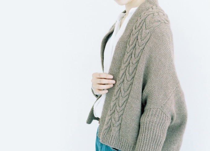 Grey Daruma yarn made into sweater made in japan yarn