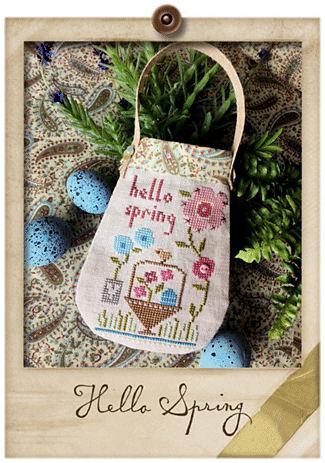 The Lizzie*Kate 'Hello Spring' cross-stitch kit featuring a whimsical spring design with bird and floral motifs